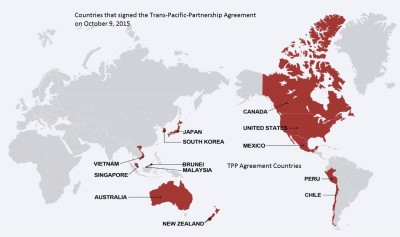 TPP Agreement Countries 2015: Australia, Brunei, Canada, Chile, Japan, Malaysia, Mexico, New Zealand, Peru, Singapore, the United States, and Vietnam