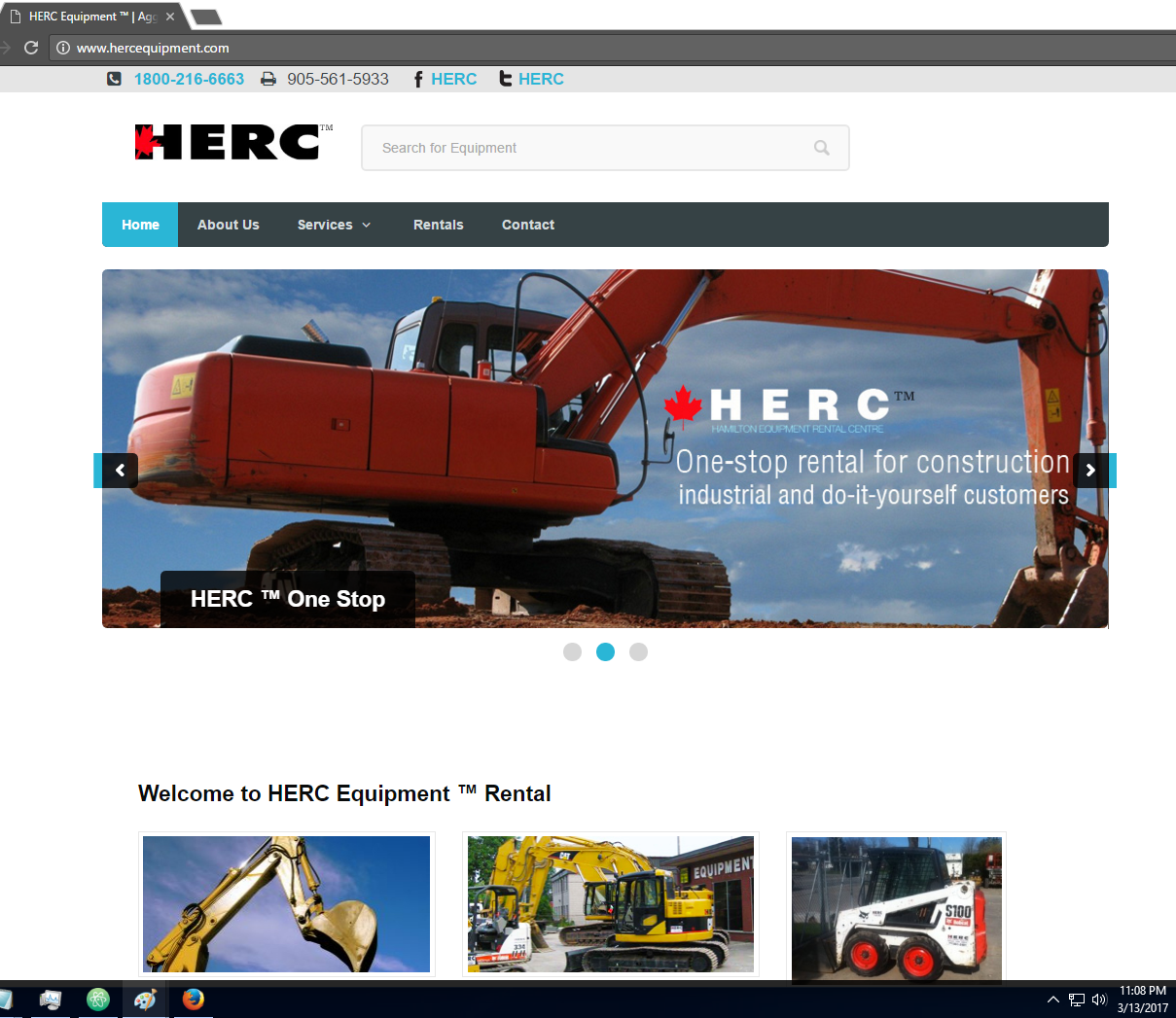 Herc Equipment Website on 2017 March 13